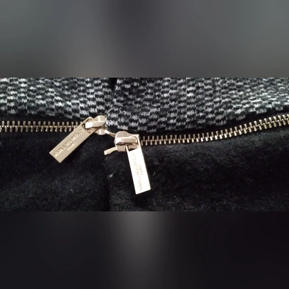 Karl Lagerfeld Paris Black Jacket Convertable Zipper Long to Crop Wool Small